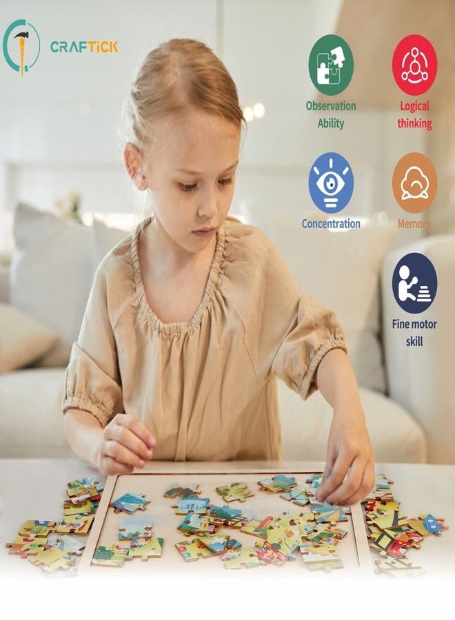 لعبة تركيب الصور (بازل) للأطفال من كرافتيك®، مشهد بالونات في الهواء الطلق، مناسبة للأطفال من عمر 6 سنوات فما فوق - تعليمية | هدية تذكارية | 35 قطعة خشبية للأطفال - Image 5